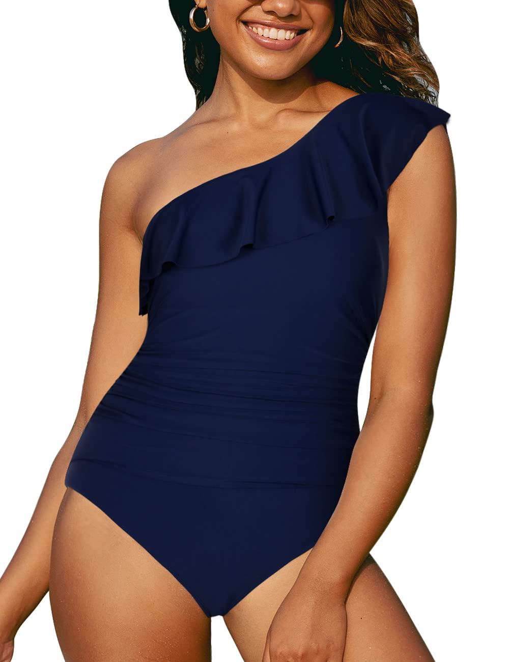 Hilor Women's One Piece Swimsuits - Tummy Control Bathing Suit with Asymmetric One Shoulder Design for Beach, Pool & Vacation | Sexy Swimwear for Women