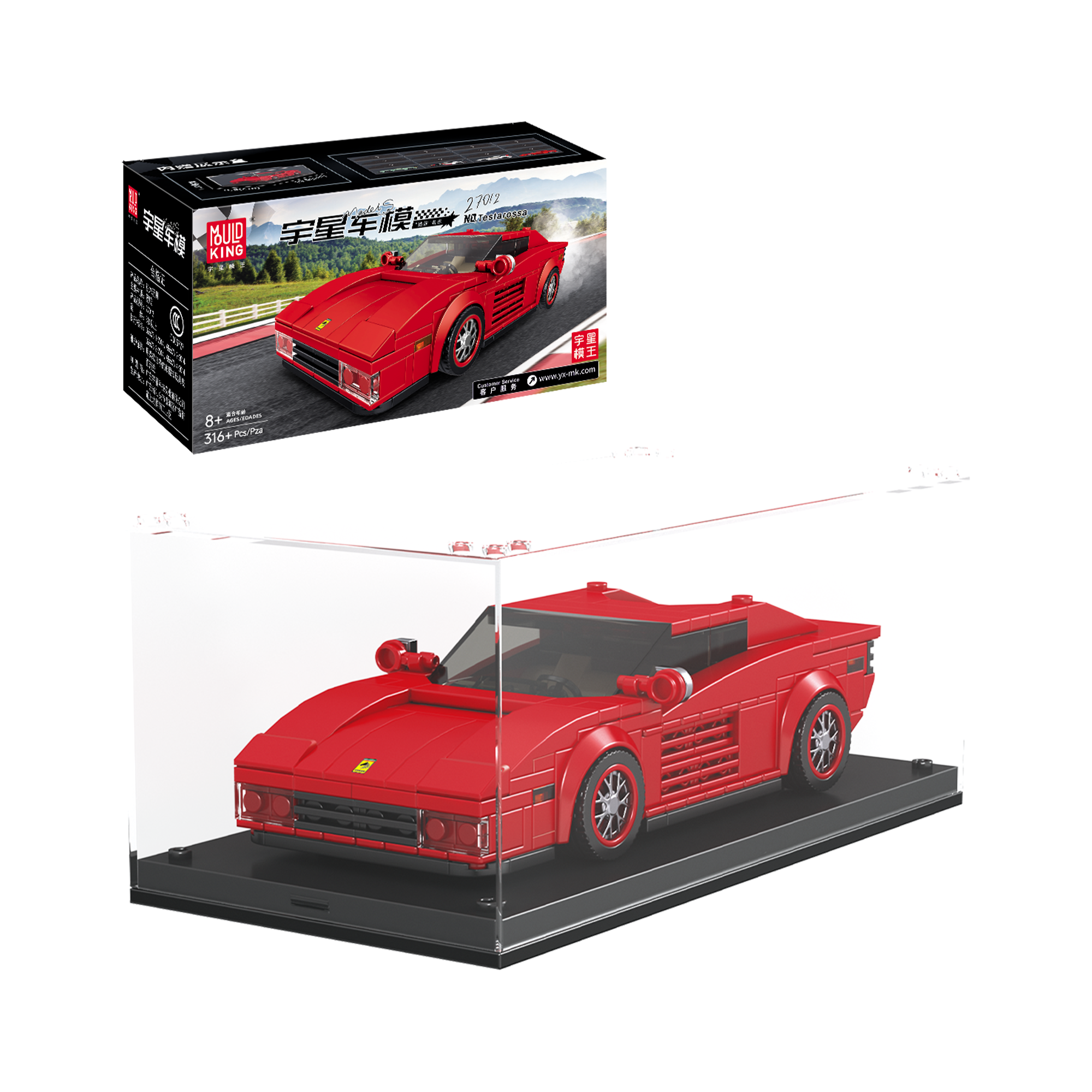 Mould King 27012S Testarossa Supercar Building Kit - 350 Piece Model Car Set for Adults & Kids | Perfect for STEM Learning, Collectors & Car Enthusiasts | Build & Display Your Own Ferrari-Inspired Sports Car