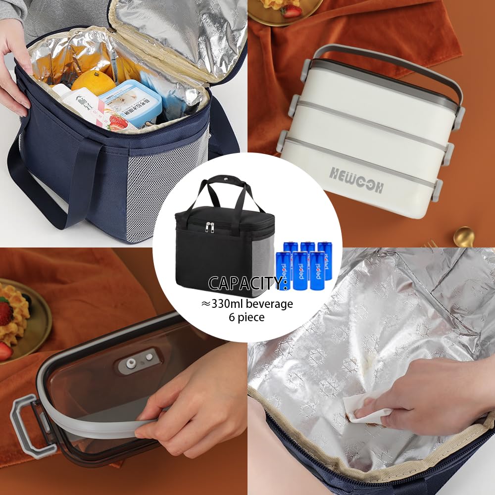 HEWOOH 74oz Large Bento Box for Adults - Reusable Lunch Container with 3 Compartments, Includes Insulated Lunch Bag & Cutlery Set (Fork & Spoon) | Microwave & Dishwasher Safe | Perfect for Office, School, Picnic, Camping & Meal Prep (White)
