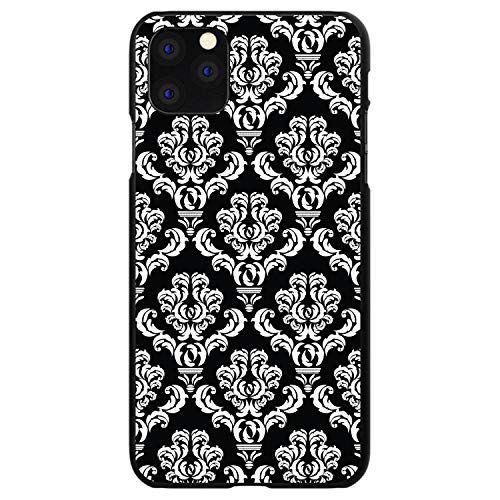 Black White Damask Pattern On Black Case