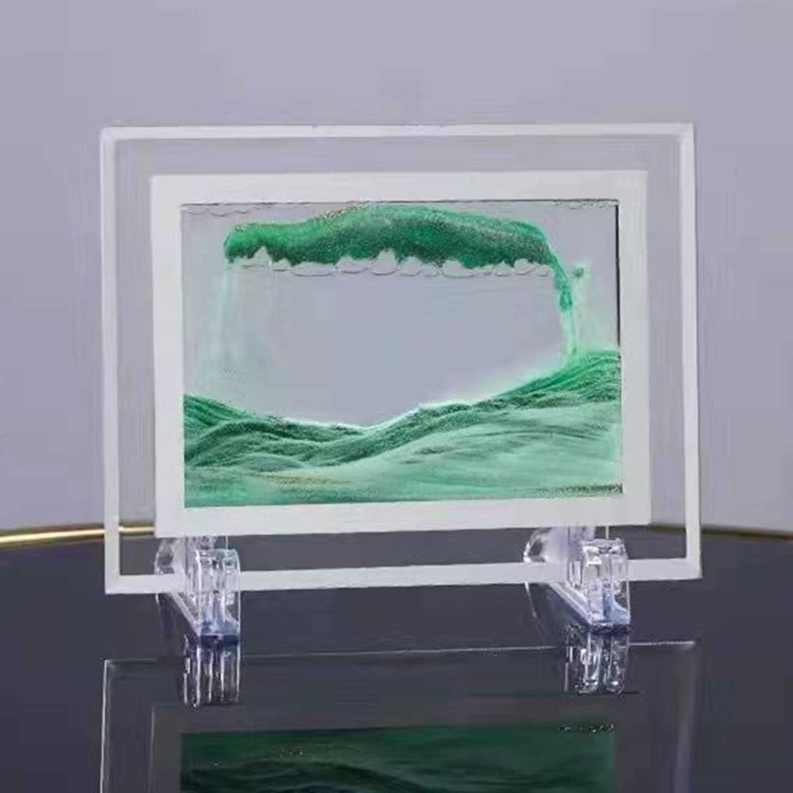 3D Flowing Sand Table Lamp - Green Moving Sand Night Light for Home & Office Decor
