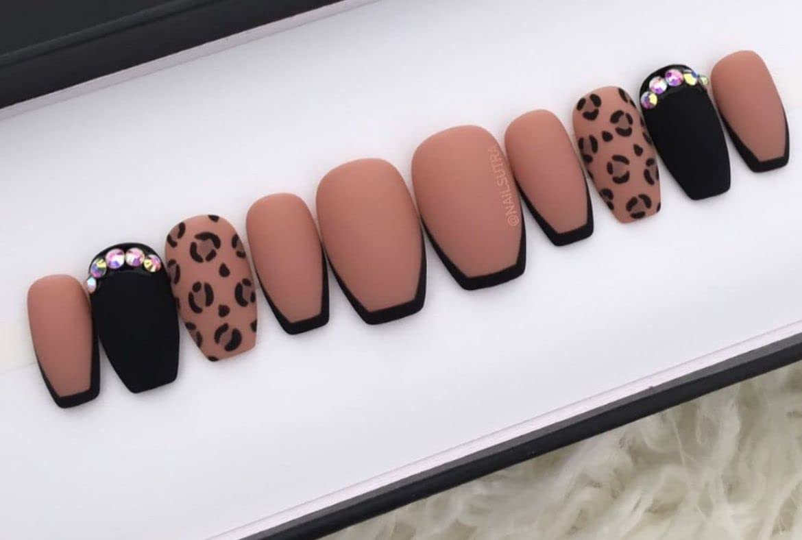 AMOK STORE Press On Nails for Women - Reusable Fake Nails with Glue & Nail Art Designs | Acrylic Nails Set | Handmade Matte Finish Lightweight Artificial Nails (Pink7) | Perfect for Parties, Weddings, and Everyday Wear