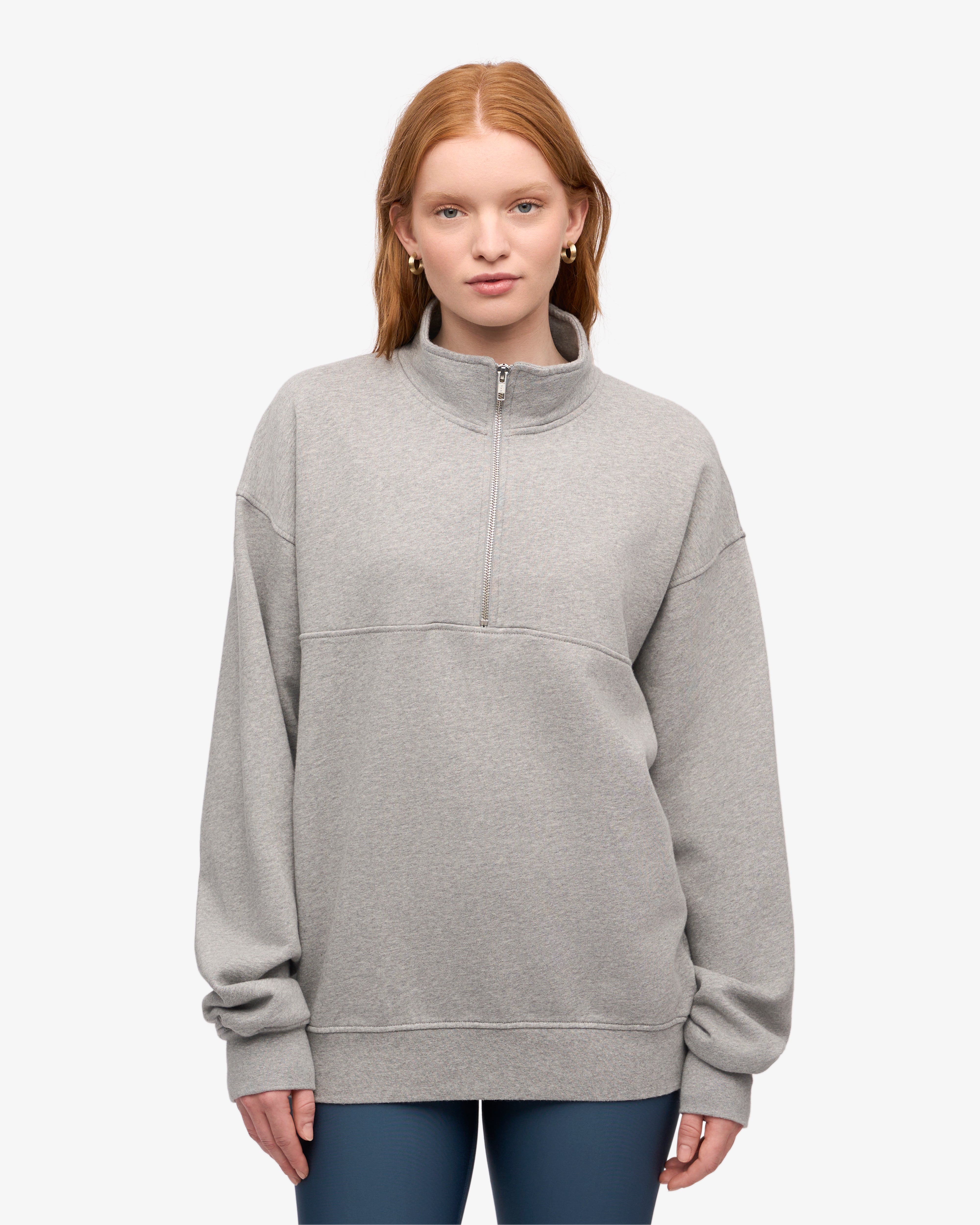 Organic Cotton Quarter Zip Sweatshirt for Men & Women | Heather Grey | Comfortable & Eco-Friendly | Perfect for Casual Wear & Outdoor Activities