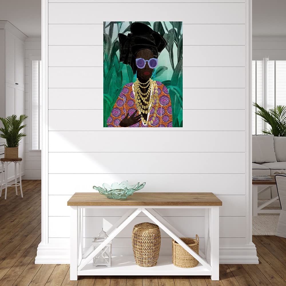 Queen of Tropics Canvas Wall Art by Nikki Chu - 24x32 Inches Tropical Fine Art Print for Living Room, Bedroom, Office Decor - Ready to Hang Beach Theme Painting for Coastal, Boho & Vacation Home Decor