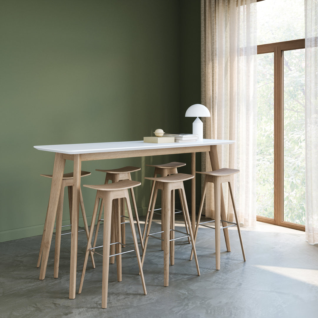 Anne Qvist HC1 Bar Stool - Modern Scandinavian Bar Height Stool with Wooden Legs - Perfect for Kitchen Islands, Breakfast Bars & Home Decor
