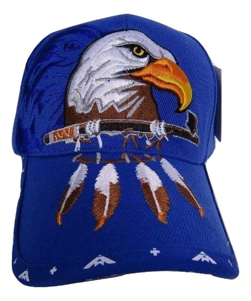 Native Pride American Indian Eagle Pipe Shadow Blue Embroidered Baseball Cap - Tribal Design Hat for Men & Women - Perfect for Powwows, Festivals, and Cultural Events