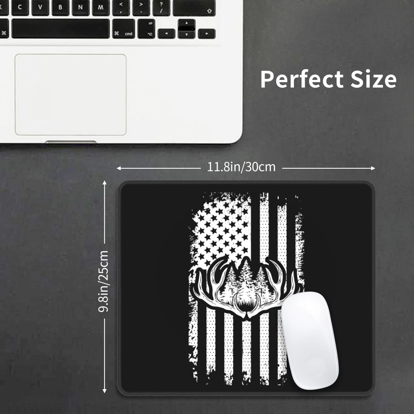 SIYTUAU American Flag Hunting Mouse Pad - Waterproof, Non-Slip Rubber Base for Laptop & Office Use (10x12 inches) - Perfect for Gaming, Work & Home Office Setup