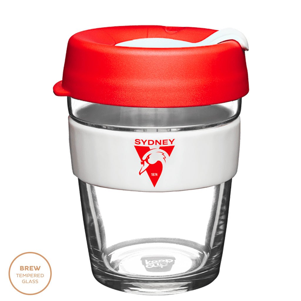 KeepCup AFL 12oz Reusable Glass Coffee Cup - Perfect for Home, Office & Travel - Barista Standard Eco-Friendly Mug for Hot & Cold Beverages