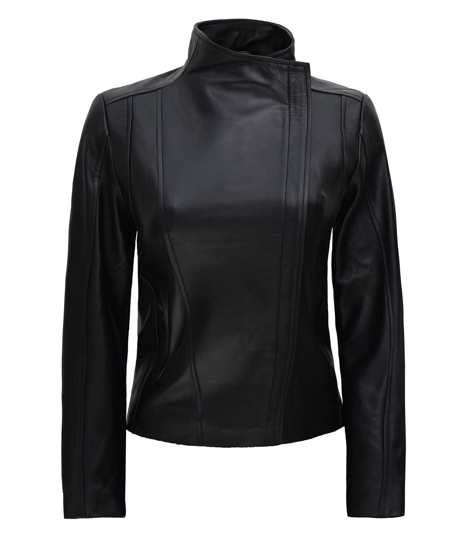 Fjackets Women's Lightweight Real Lambskin Leather Motorcycle Jacket - Stylish Biker Jacket for Riding & Casual Wear
