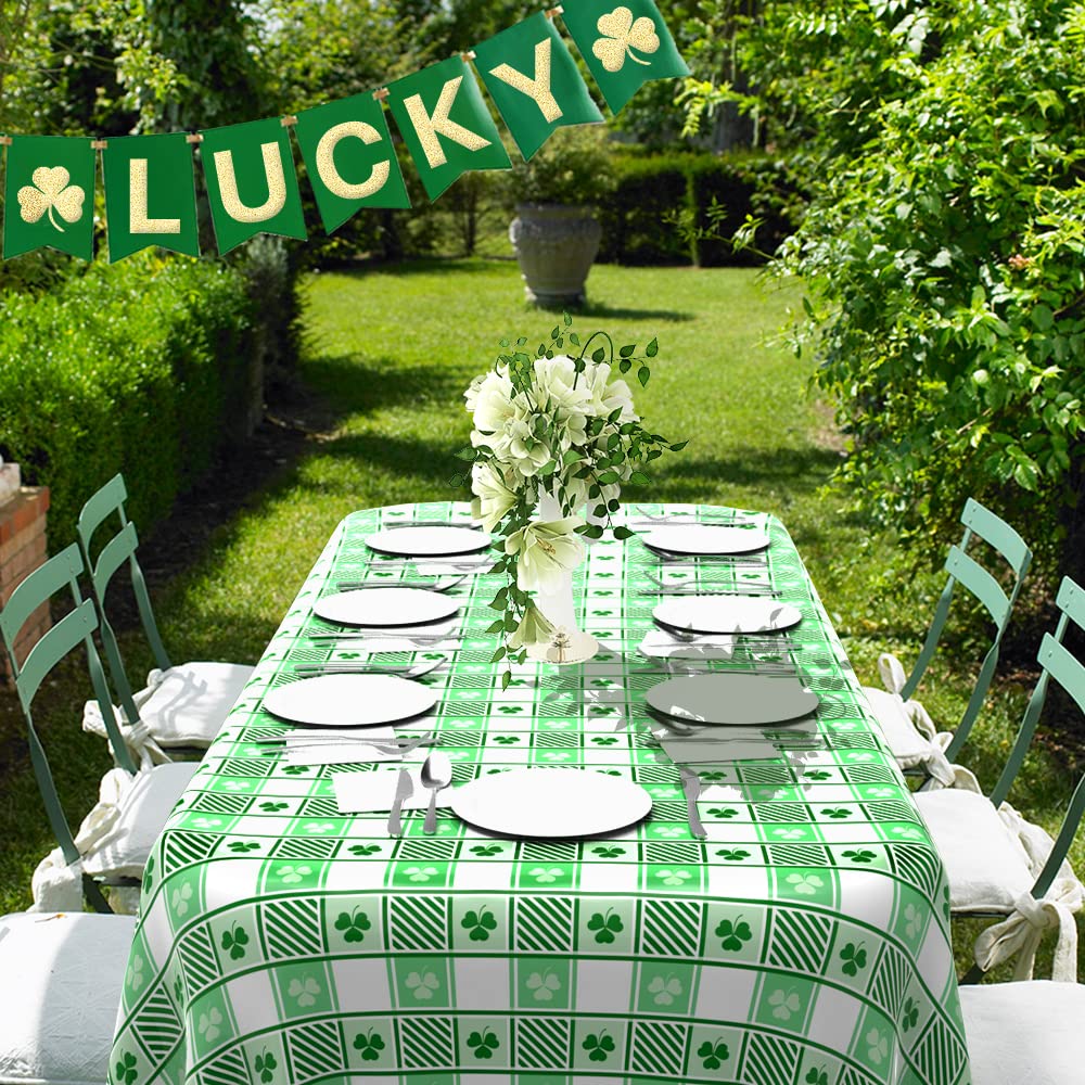 St. Patrick's Day Tablecloth Set - 2 Pack 54x108 Inch Shamrock Table Cover for Irish Party Decorations | Perfect for St. Paddy's Day Celebrations, Home Decor & Festive Dining