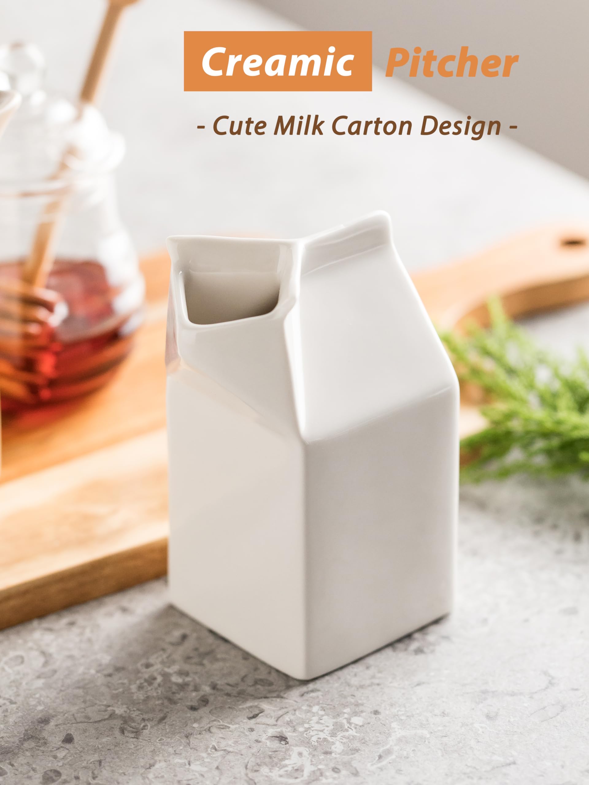White Ceramic Creamer Pitcher - 13 Oz Small Milk Jug for Coffee, Tea & Sauces | Perfect for Breakfast, Brunch & Coffee Shops | Drip-Free Pouring Design