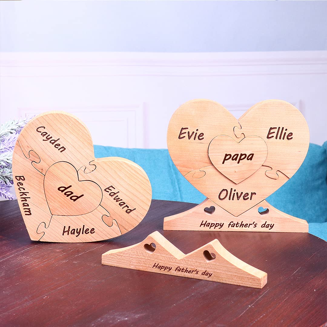 Custom Wooden Name Puzzle for Mother's Day - Personalized 1-8 Family Member Puzzle Pieces - Unique Gift for Mom & Grandma - Perfect for Family Reunions, Nursery Decor & Special Occasions