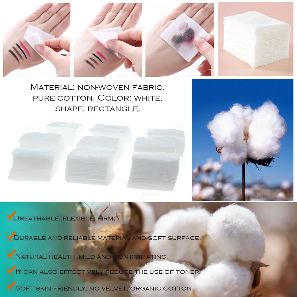 AKOAK 450 Pcs Nonwoven Nail Polish Remover Pads - Natural Cotton Fiber for Manicure & Eyelash Extensions