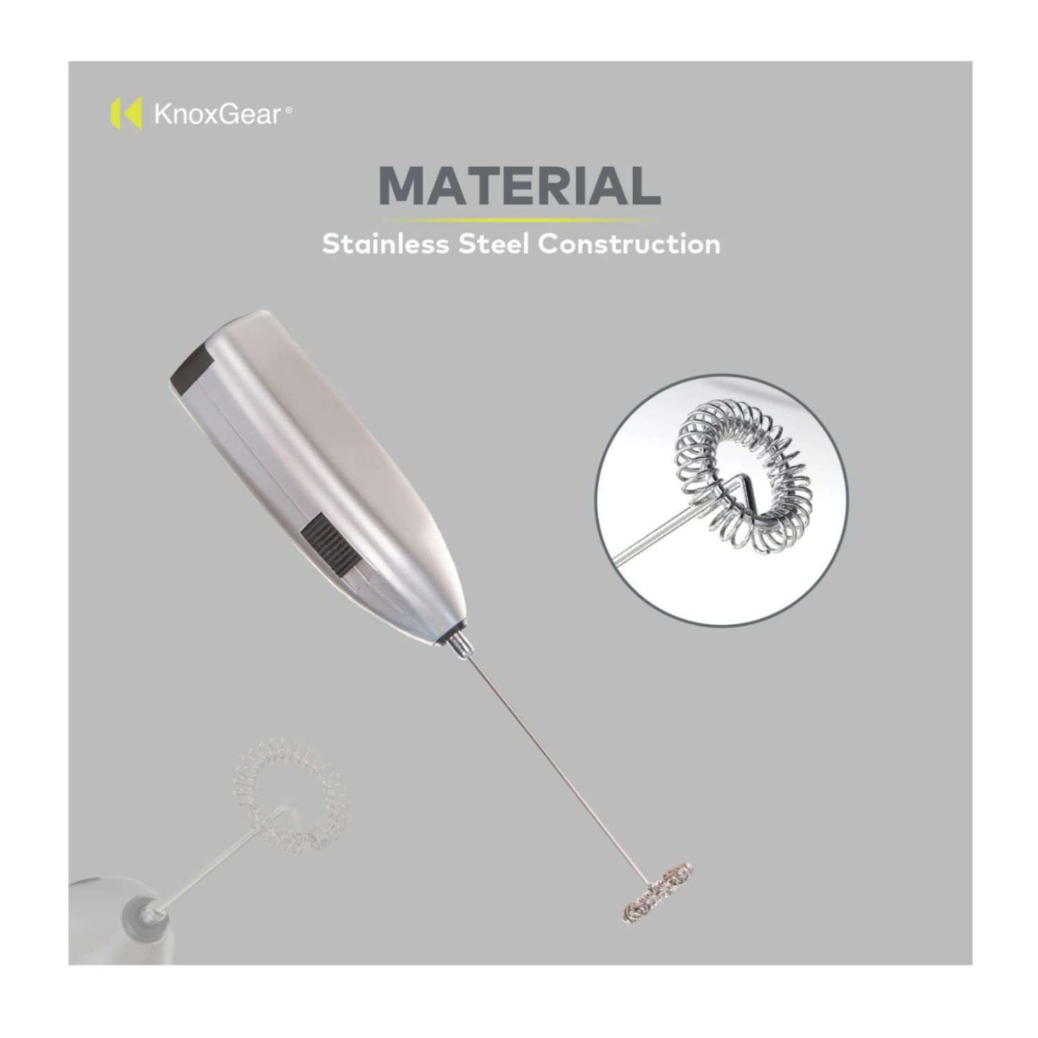 Premium Knox Gear Handheld Milk Frother & Drink Mixer - Electric Foam Maker for Coffee, Lattes, Hot Chocolate with Stainless Steel Whisk (2-Pack) - Perfect for Home Baristas & Coffee Shops