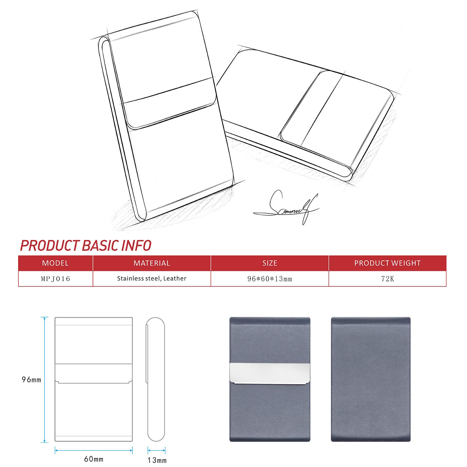Premium PU Leather Business Card Holder - Slim Metal Pocket Card Case with Magnetic Closure for Professionals (Y-Gray) | Perfect for Networking Events, Business Meetings & Office Organization