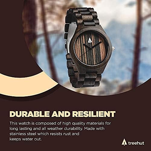 Premium Men's Wooden Watch - Japanese Quartz Movement, Adjustable Stainless Steel Buckle with Exotic Ebony & Zebrawood Strap - Stylish Eco-Friendly Wristwatch for Business, Casual & Outdoor Wear