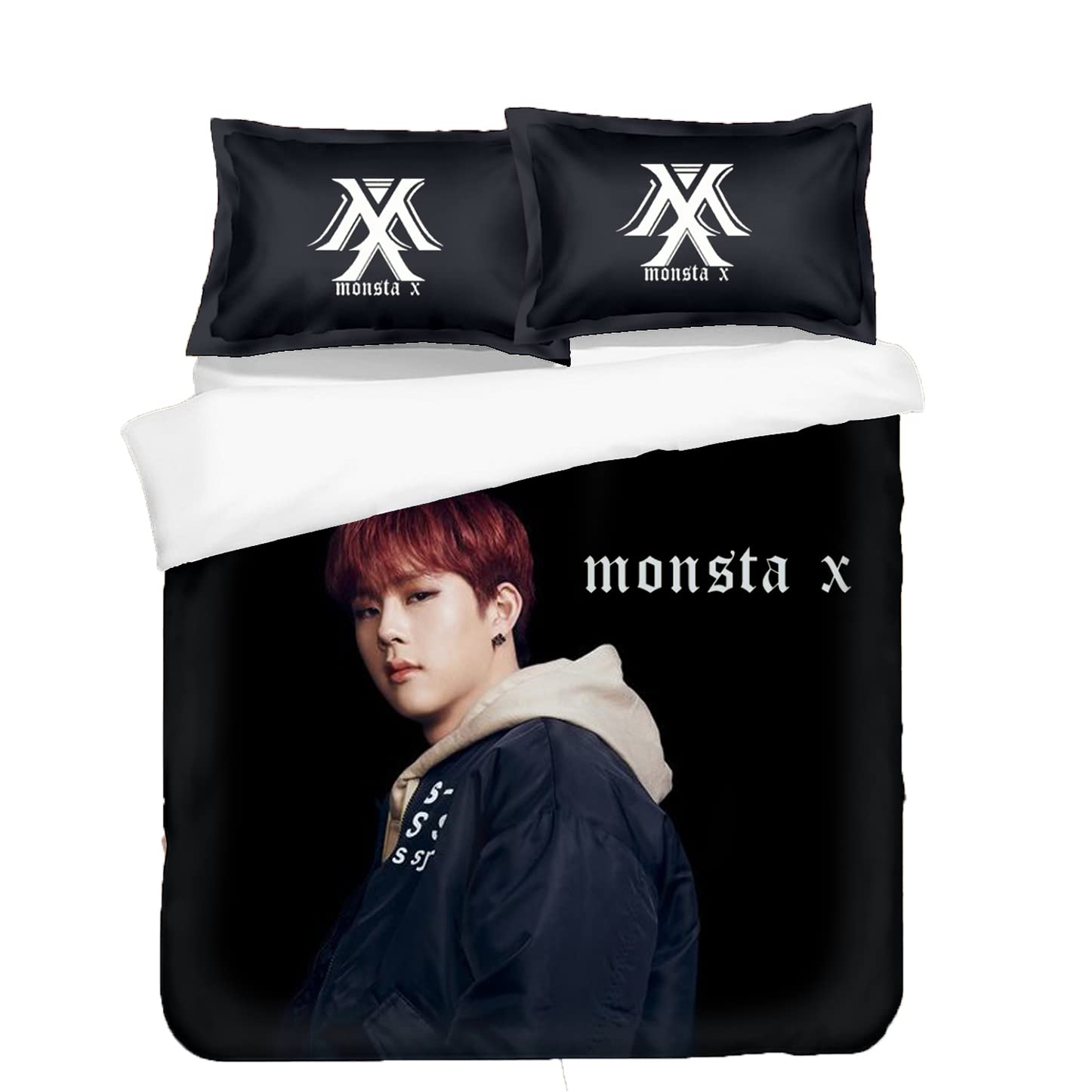 Kpop Monsta X Official Merchandise - Shownu MinHyuk IM Album Bedding Set, Pillow Case Cover & Quilt for Fans | Perfect for Kpop Room Decor, Fan Gifts, and Themed Bedroom Accessories