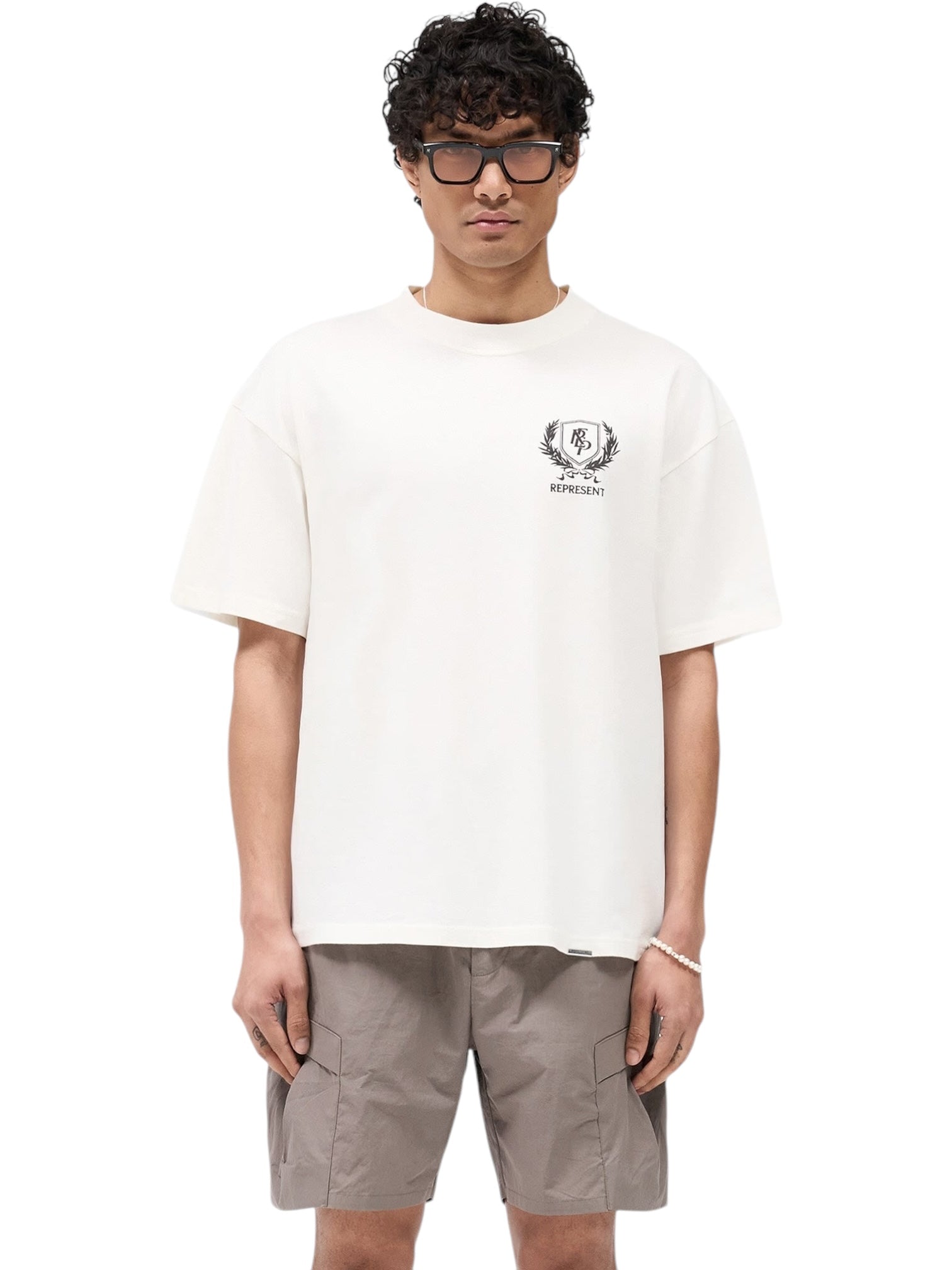 Represent MLM41069 Crest T-Shirt - Flat White | Premium Cotton Crewneck Tee for Men & Women | Casual Wear, Street Style, Everyday Outfits