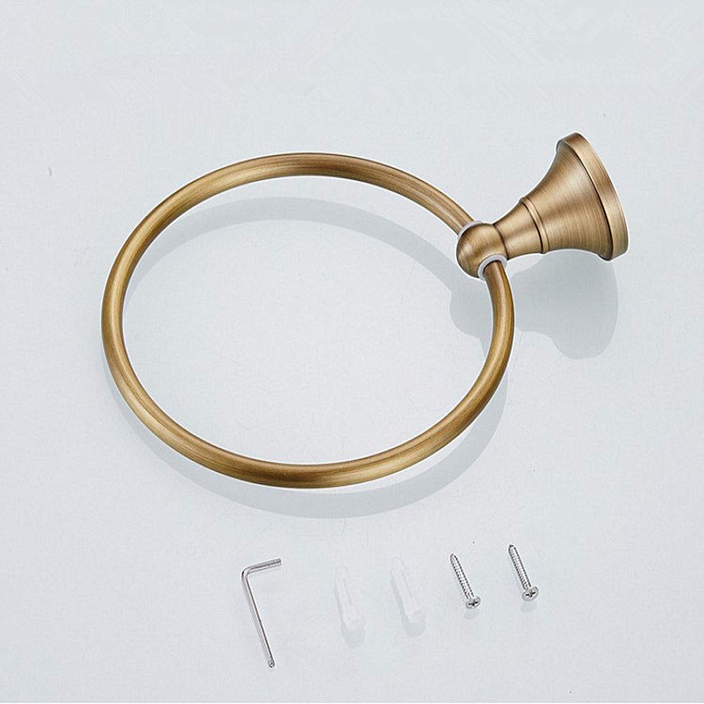 Antique Brass Leyden Towel Ring - Hand Towel Holder for Bathroom, Brushed Shower Towel Hanger, Round Wall Mounted - Perfect for Bathroom, Kitchen, and Spa Decor