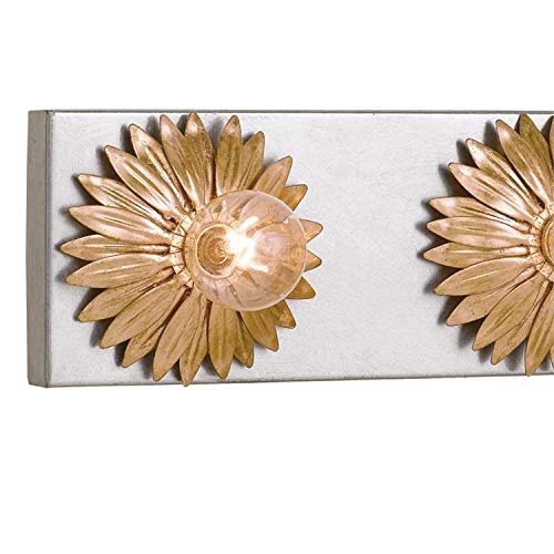 Crystorama Broche 3-Light Bathroom Vanity Light Fixture in Antique Gold & Silver Finish - Perfect for Bathroom, Powder Room, and Dressing Room Lighting