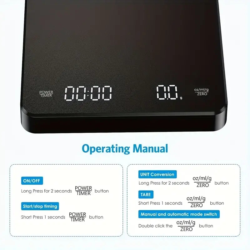CCS Digital Coffee Scale with Timer - Precise Measurement for Espresso, Pour Over, and Drip Coffee Brewing - Perfect for Home Baristas and Coffee Enthusiasts