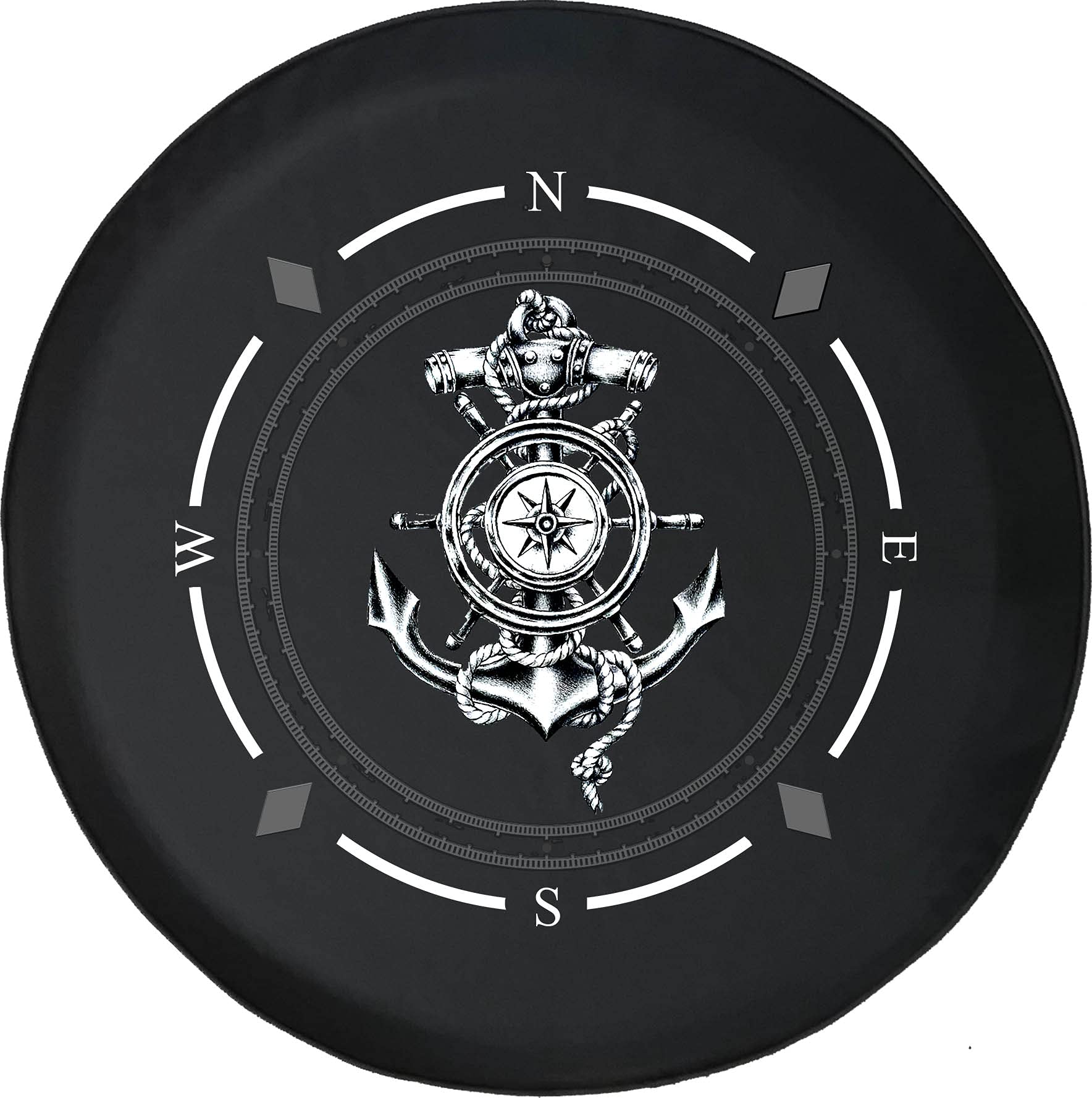 American Unlimited Spare Tire Cover with Compass & Nautical Anchor Design - Universal Fit for SUV, Trailer, RV & Most Vehicles | Waterproof & Durable Outdoor Accessory for Camping, Road Trips & Off-Road Adventures