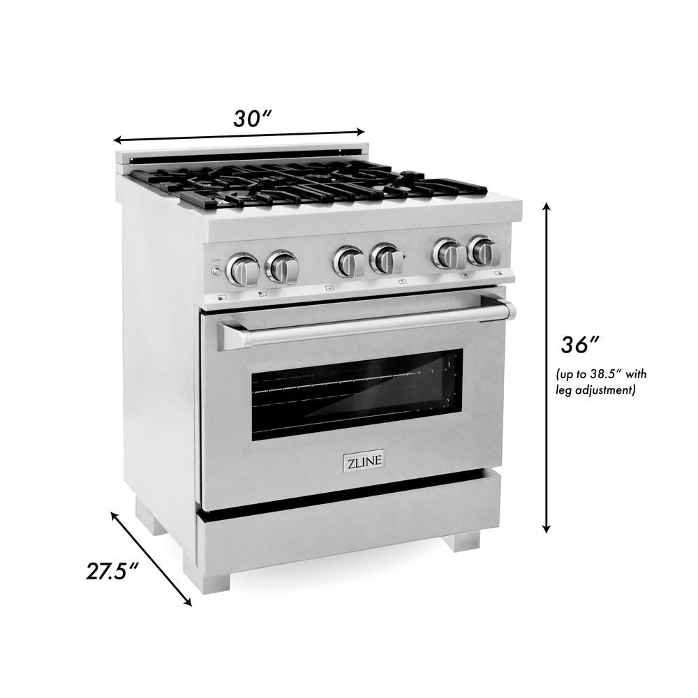 ZLINE 30 Inch Stainless Steel Dual Fuel Range with Convertible Vent Hood - Professional Kitchen Package for Home Chefs | Perfect for Modern Kitchens, Cooking Enthusiasts & Gourmet Meal Prep