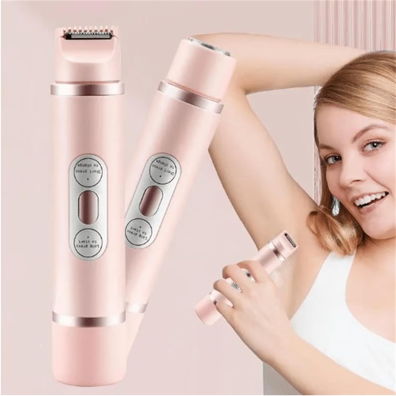 3-in-1 Electric Lady Shaver & Bikini Trimmer for Women - Waterproof Rechargeable Hair Removal Kit with Replaceable Face Shaver Heads (2 Blades) - Perfect for Travel, Gym & Sensitive Skin Care