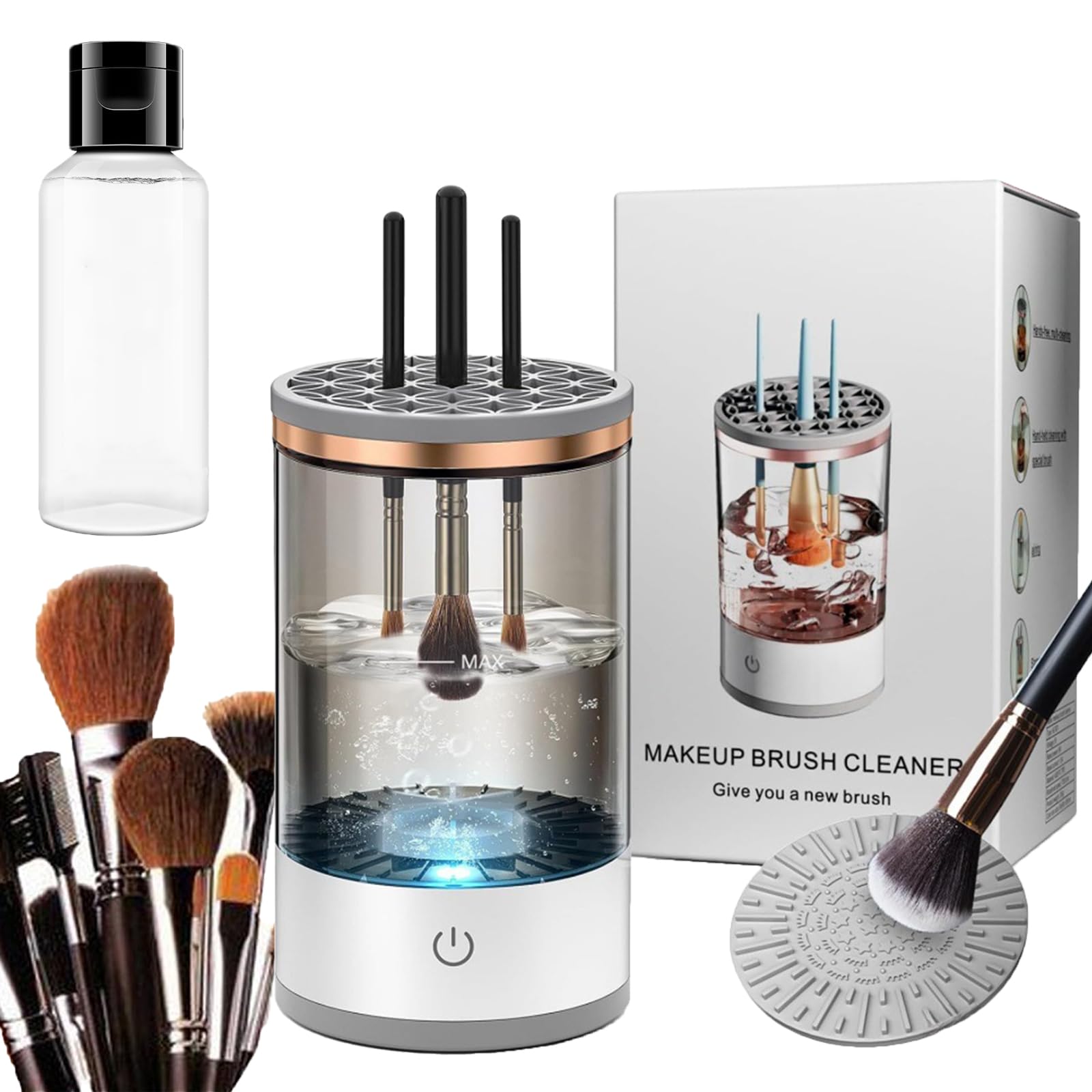 Electric Makeup Brush Cleaner - Beauty Swirl & Cozy Luna Cosmetic Brush Cleaner for All Makeup Brushes | Fast & Deep Cleaning | Perfect for Home, Salon & Travel Use (1 Pack)