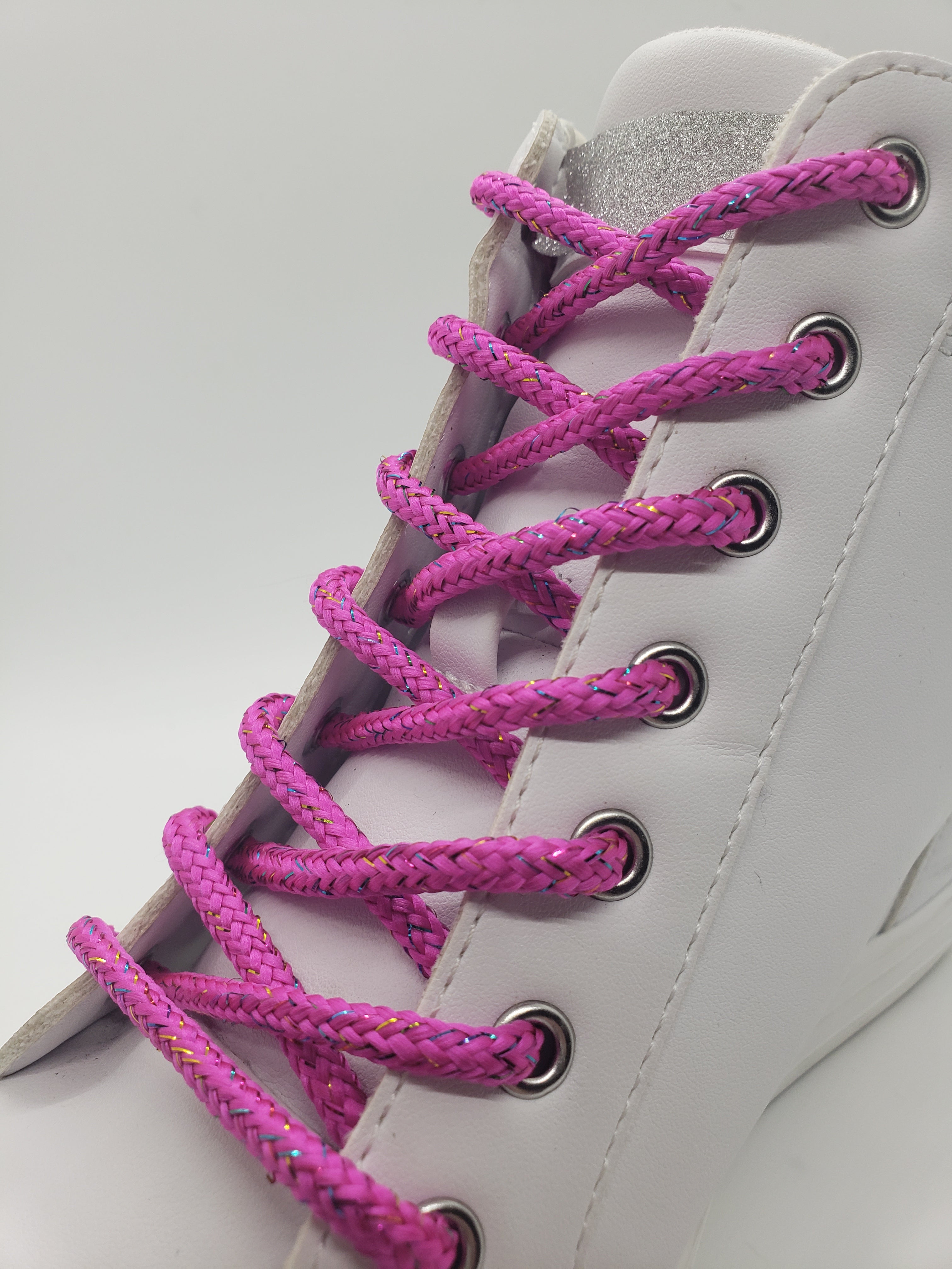 Sparkly Round Shoelaces for Women - Pink Glitter Shoe Laces for Sneakers, Boots & Dress Shoes | Perfect for Fashion, Parties & Everyday Wear