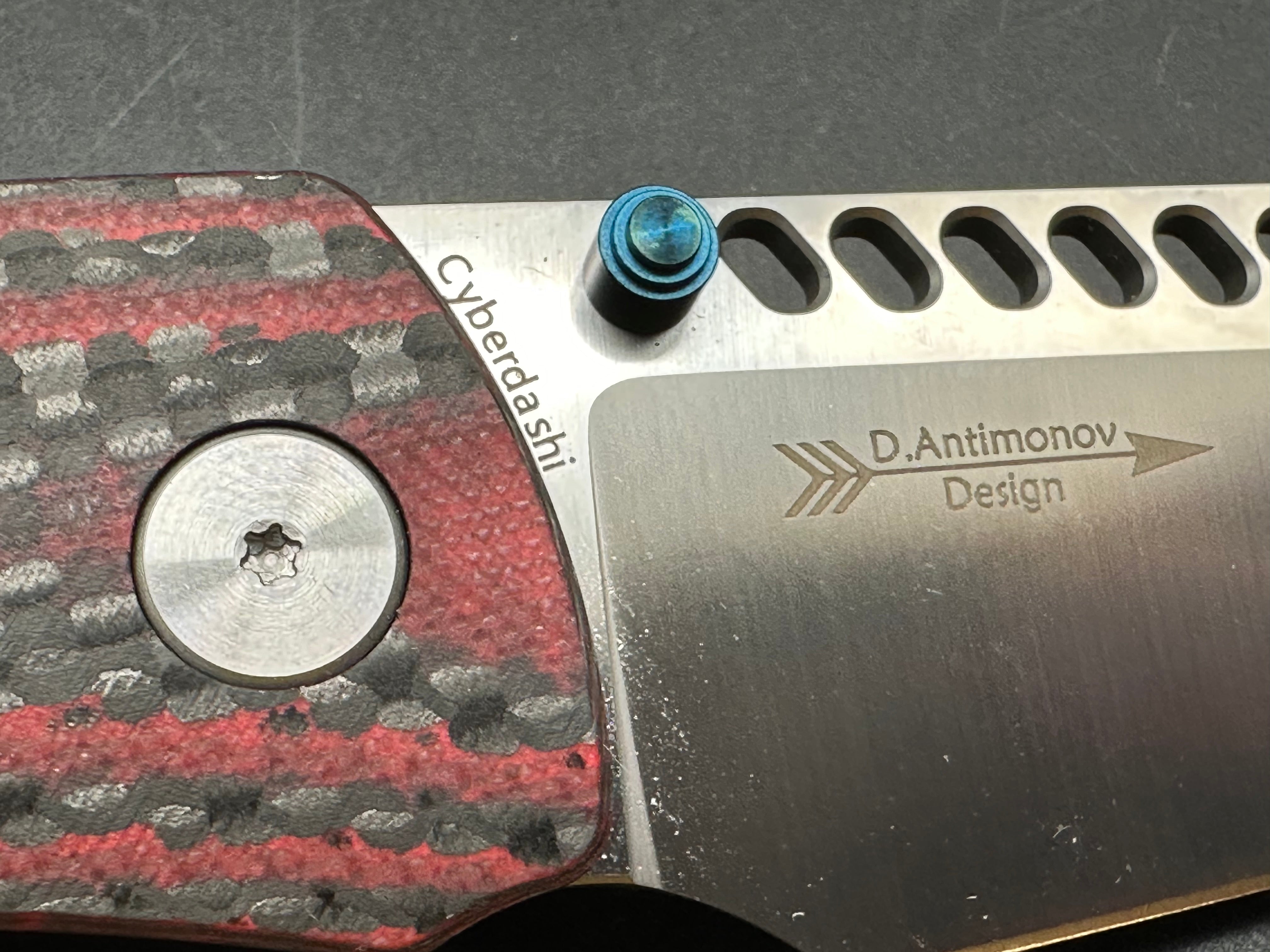 SHIELDON CYBERDASHI Pocket Knife - 154CM Stainless Steel Blade, Black & Red Carbon Fiber Handle - EDC Folding Knife for Camping, Hiking and Outdoor Survival