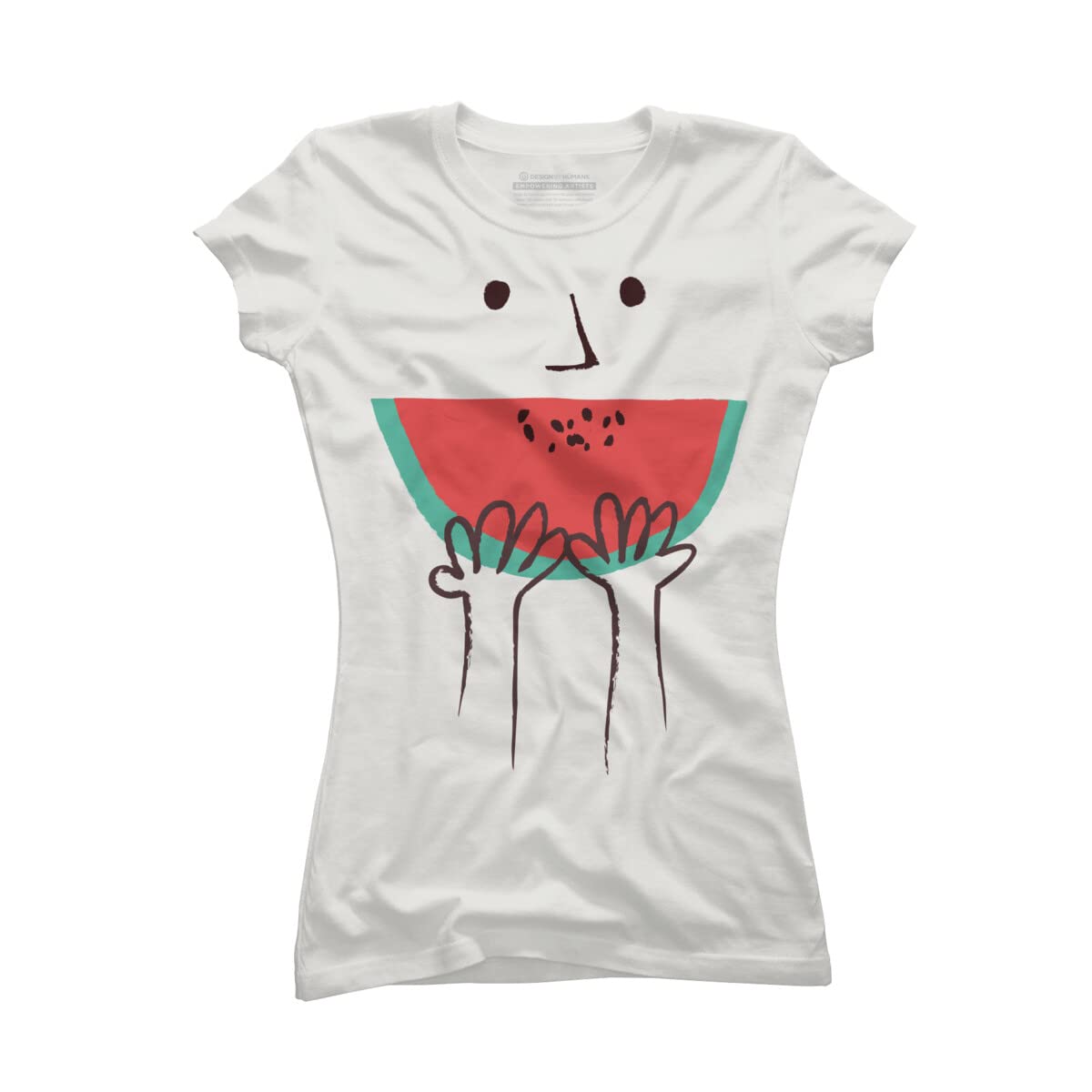 Design By Humans Junior's Summer Smile Graphic T-Shirt for Women | Soft Cotton Casual Tee | Perfect for Summer Outings, Beach Trips & Casual Wear