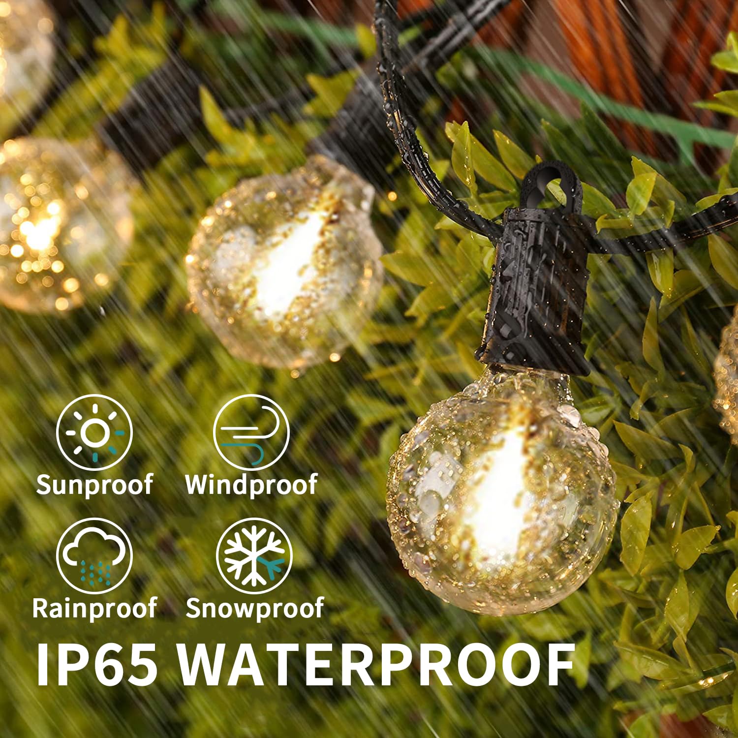 ZOTOYI 100 FT Outdoor String Lights Waterproof - G40 Globe LED Patio Lights with 52 Shatterproof Bulbs (2 Spare) - Perfect for Backyard, Porch, Cafe, Garden & Wedding Decorations