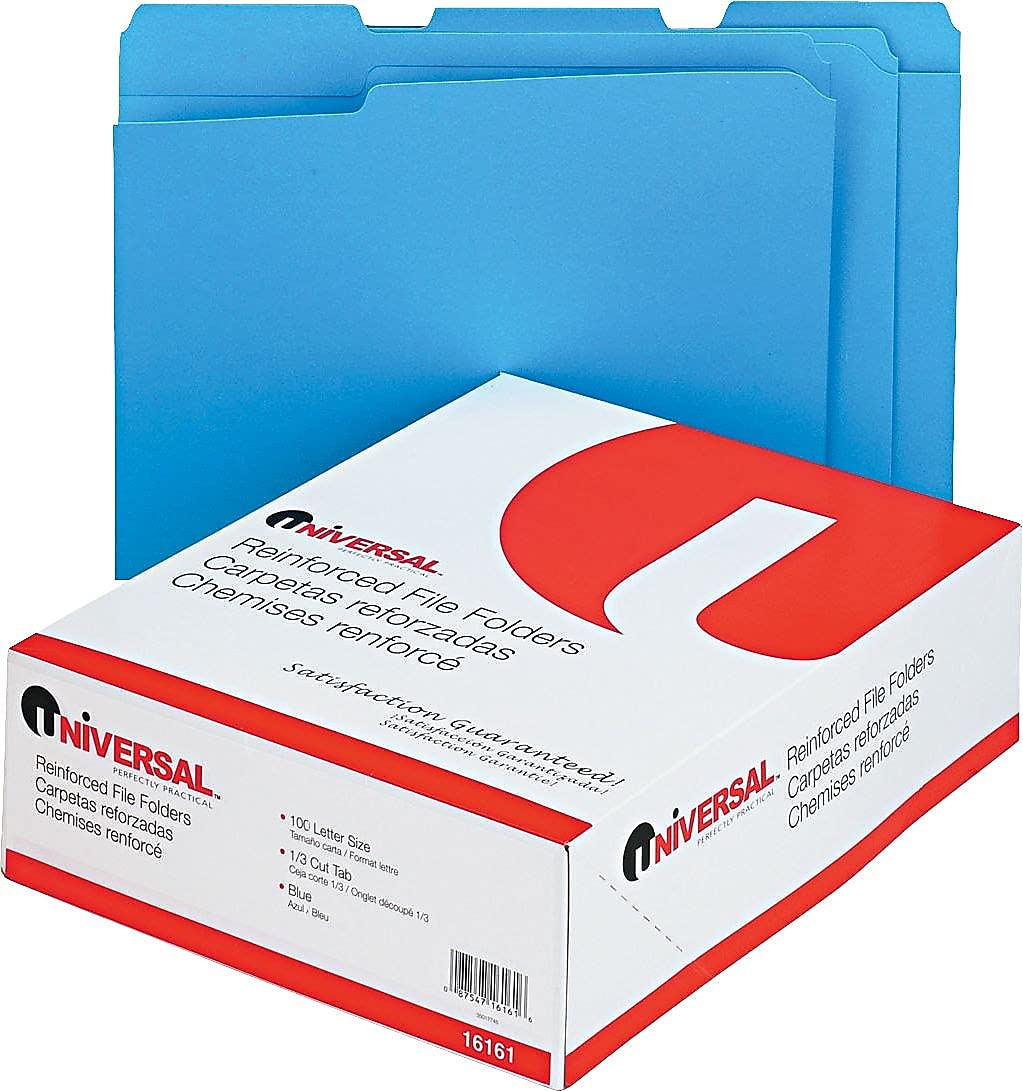 Universal UNV16161 Reinforced Top-Tab File Folders - Heavy Duty Letter Size File Organizers for Office, School & Home Organization