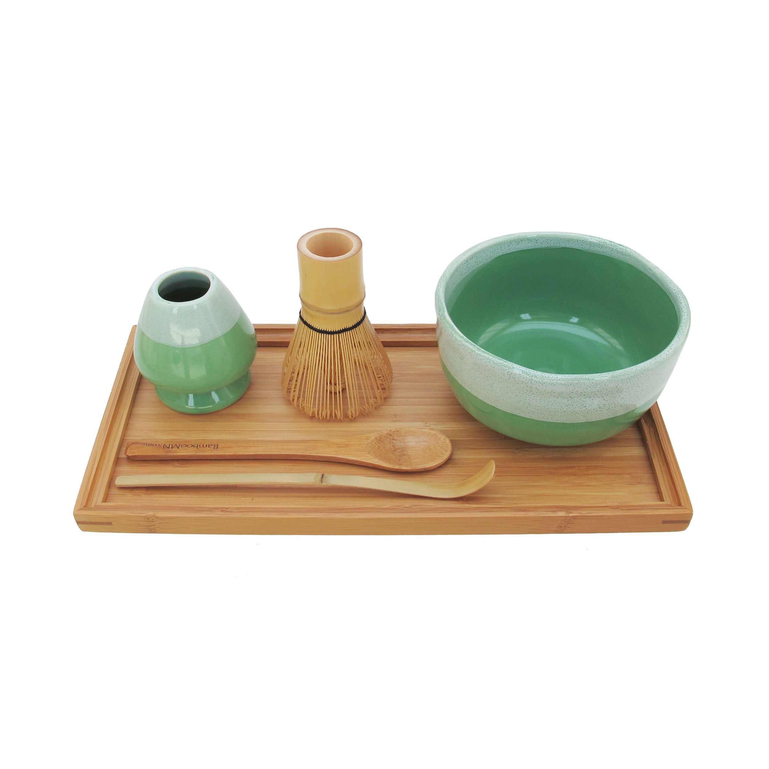 Premium Matcha Bowl Set - 10 Piece Ceremonial Kit with Bowl, Stand, Whisk, Scoop, Spoon & Tray - Mint Green BambooMN Brand - Perfect for Japanese Tea Ceremony, Zen Meditation & Home Decor