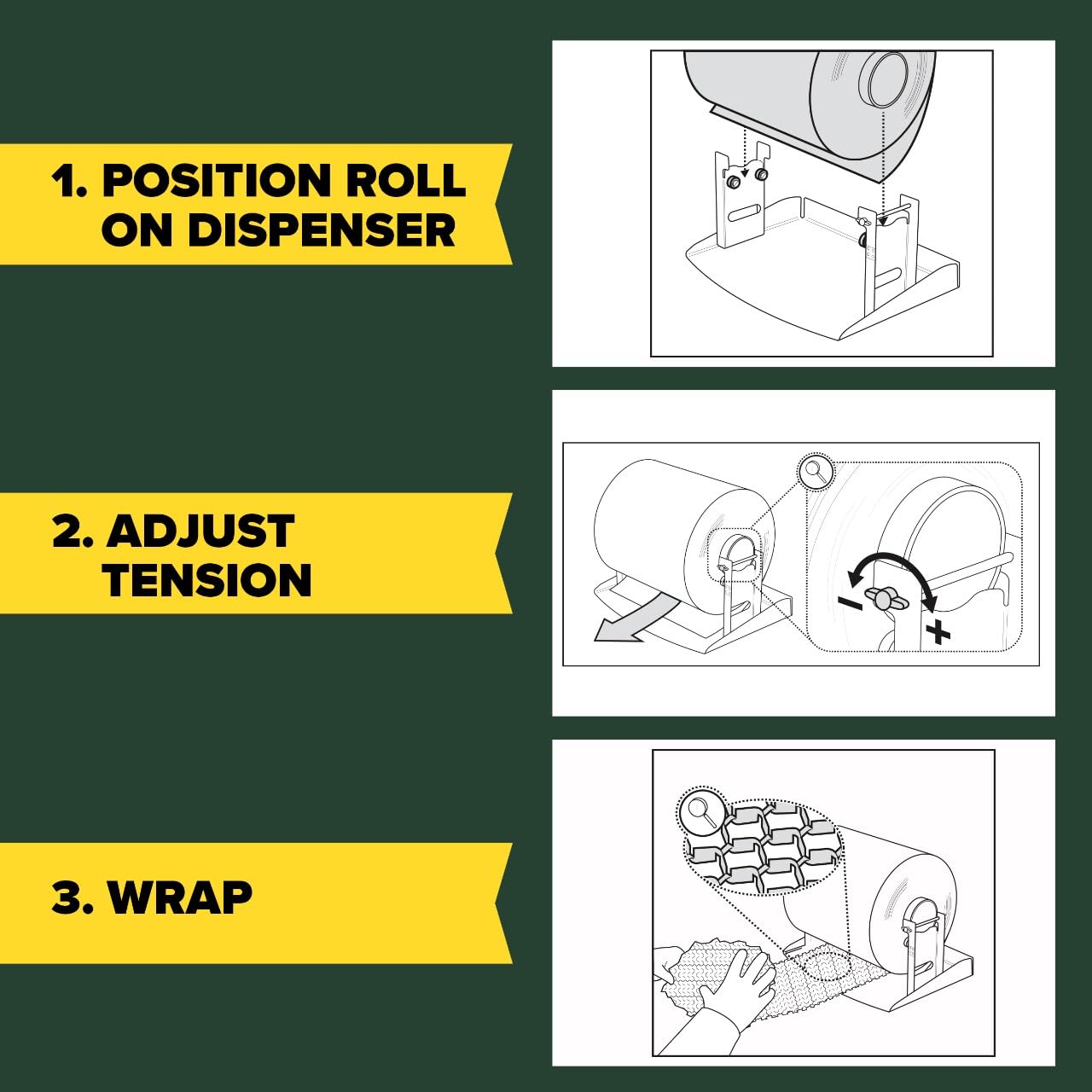 Scotch Cushion Lock Protective Wrap Refillable Dispenser - 12 Inch Wide Sustainable Packaging Solution for Shipping, Moving & Packing (PCW-121000-D) - Perfect for Ecommerce, Home Storage & Office Relocation