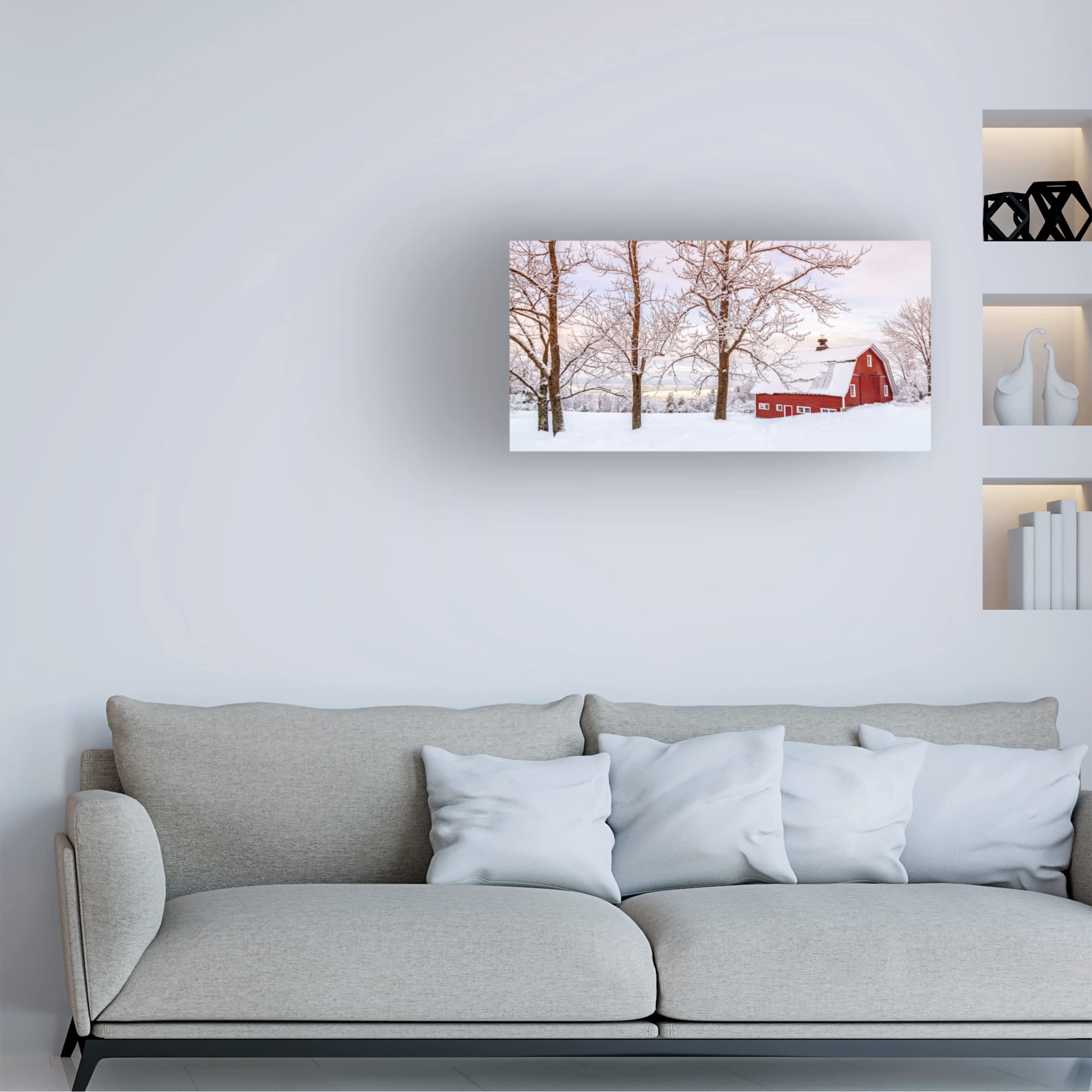 Trademark Fine Art 'Winter Arrives' Canvas Wall Art by Edward M Fielding - Landscape Painting for Living Room, Bedroom & Office Decor