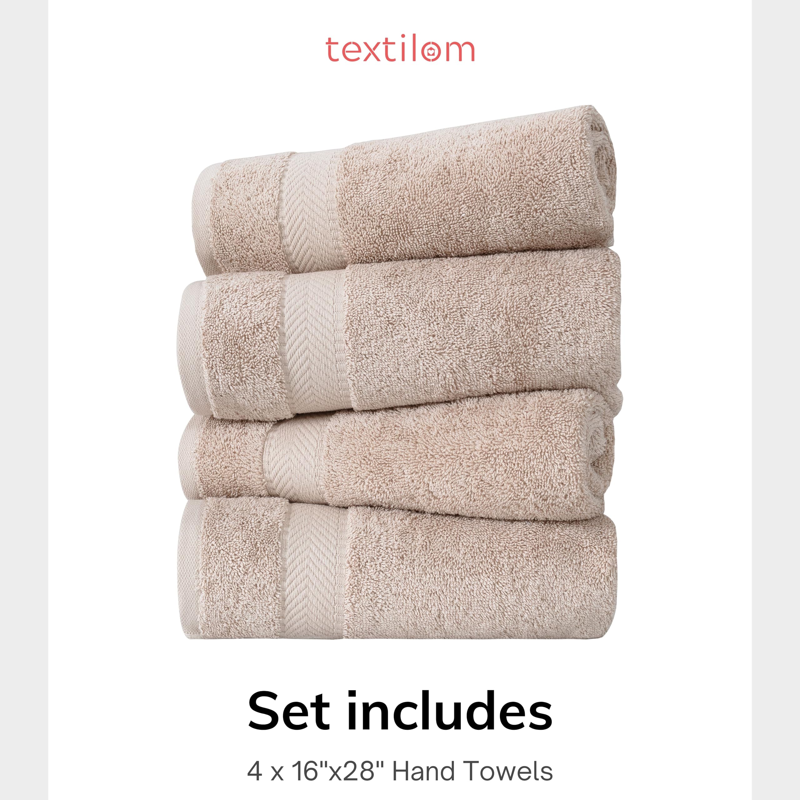Premium Turkish Cotton Hand Towels for Bathroom & Spa - Ultra Soft, Absorbent, Quick Dry - Set of 4 (16