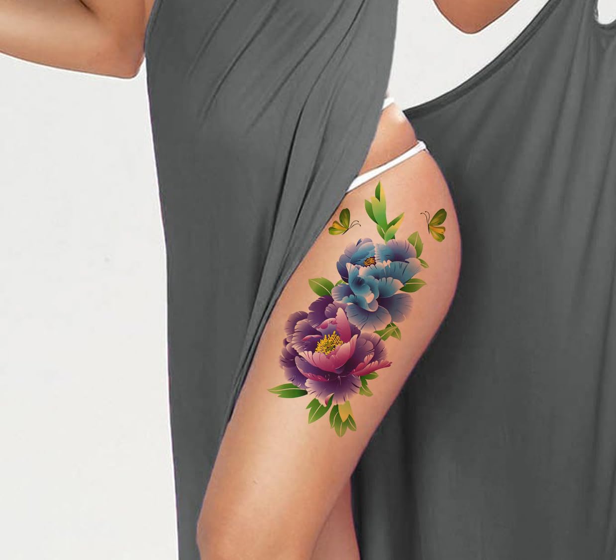 3D Temporary Tattoo Stickers for Men & Women - Waterproof Fake Tattoos with Flowers, Butterflies, Stars & Angel Designs - Dark Desire & Honeymoon Collection - Realistic Body Art (19x9cm) - Perfect for Parties, Halloween, Cosplay & Festival Body Decorations