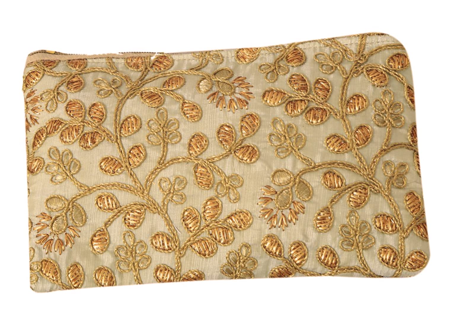 Heart Home Embroidery Handmade Women's Wallet - Cream Clutch Purse with Floral Design | Perfect for Weddings, Parties & Everyday Use (HS39HEARTH022027)