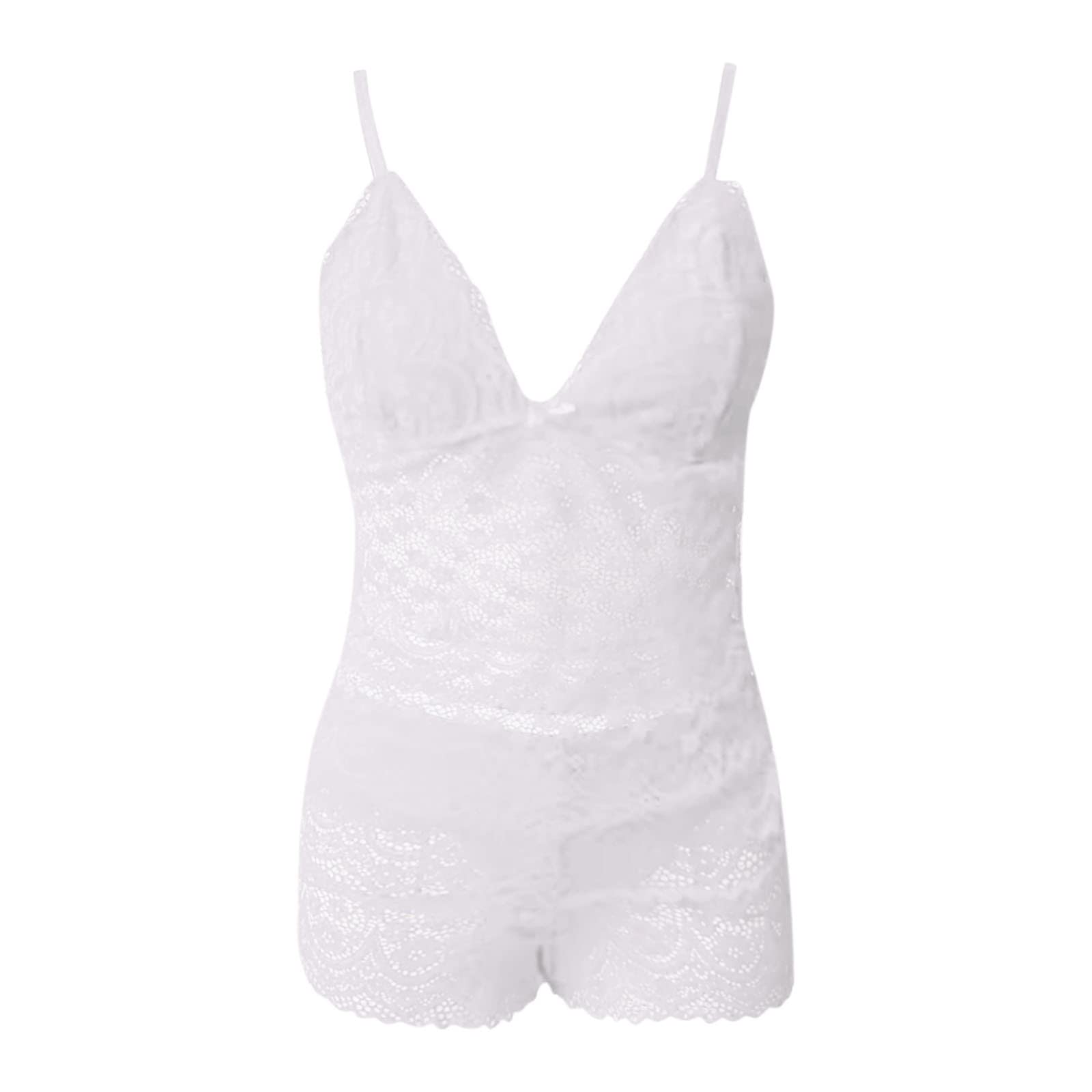 Oplxuo Women's Plus Size Lingerie Set - Sexy Lace Tank Top & Shorts 2-Piece Underwear | Floral Lace Bodysuit for Sleepwear & Romantic Nights | Comfortable Intimate Apparel for Curvy Women