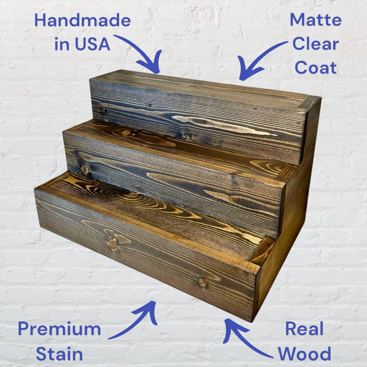 Handmade 3-Tier Wooden Display Shelf for Liquor Bottles & Bar Accessories - 30