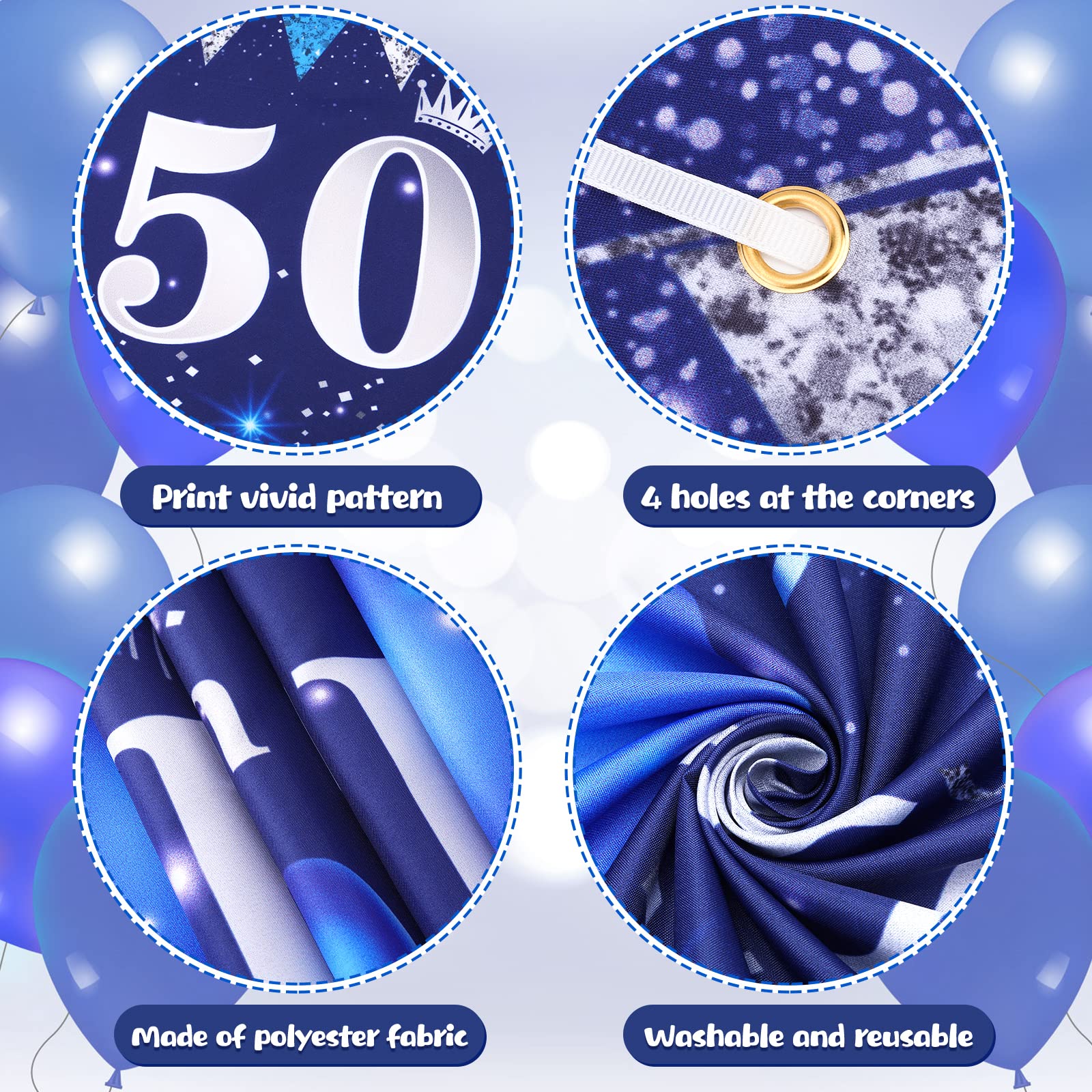 50th Birthday Party Decorations Set - Blue Banner, Balloons & Party Supplies for Men & Women | Perfect for Milestone Birthday Celebrations, Anniversary Parties & Special Events