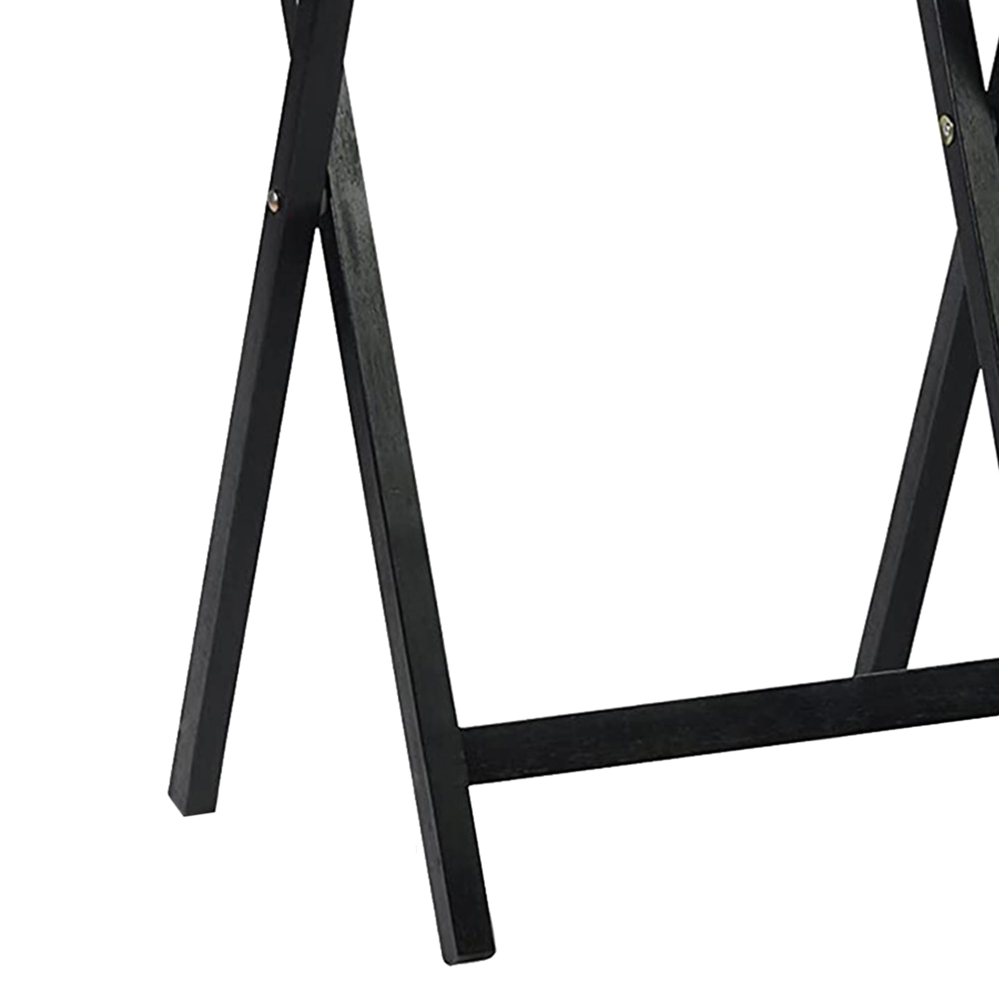 Solid Wood Folding TV Tray Table with Storage Rack - Portable Rectangle Snack Serving Tray for Sofa, Bed, Living Room - Black (Set of 7) - Perfect for Movie Nights, Breakfast in Bed & Home Entertainment