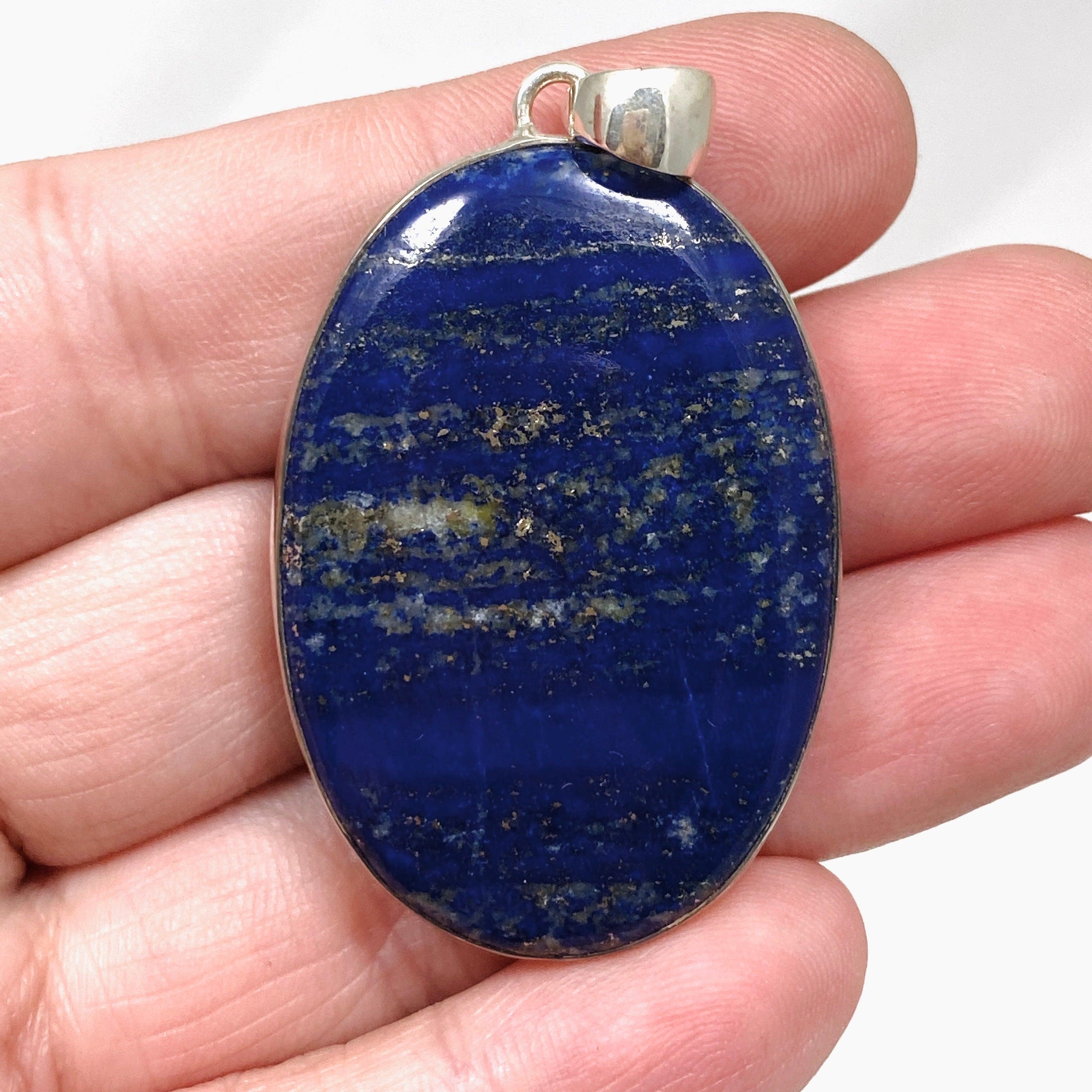 Natural Lapis Lazuli Oval Pendant Necklace - 925 Sterling Silver Jewelry KPGJ3838 | Perfect for Meditation, Spiritual Healing & Elegant Fashion Accessories