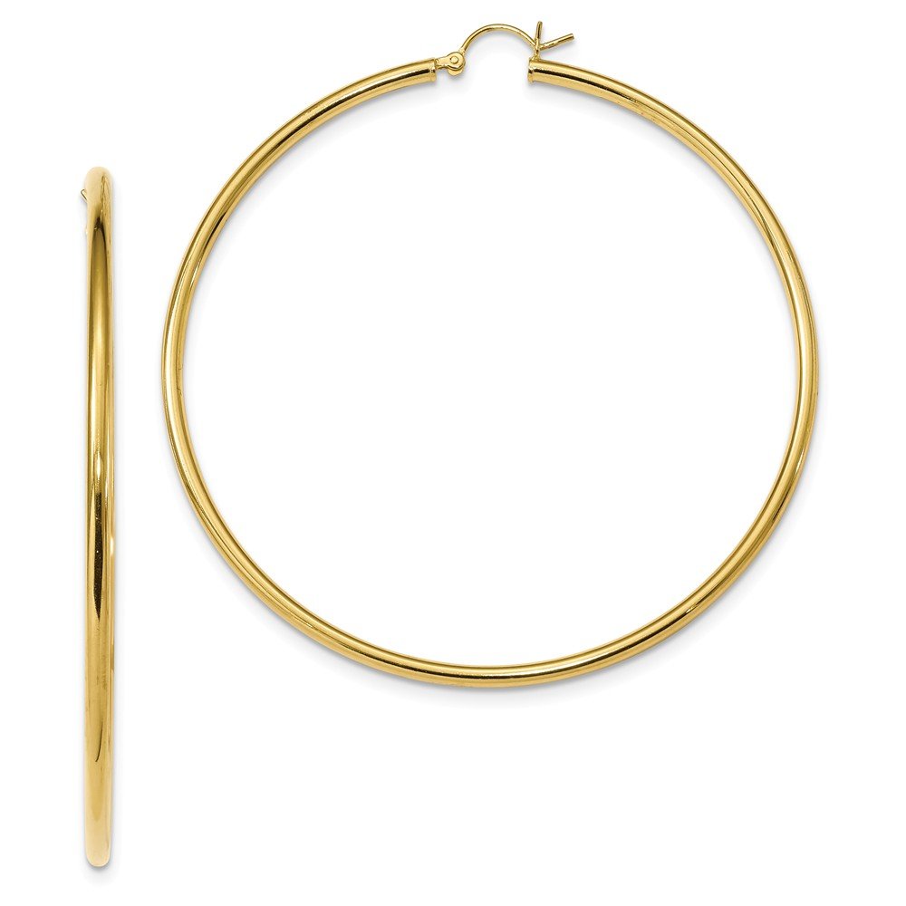 925 Sterling Silver Yellow Gold-Tone Hoop Earrings - 72mm x 71mm - Elegant Dangle Hoops for Women, Gift for Her, Party & Everyday Wear