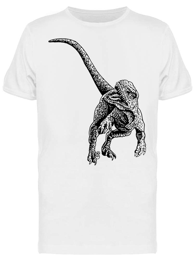 Smartprints Dinosaur Running Roaring Graphic T-Shirt for Men - White | Cool Casual Dinosaur Print Tee for Everyday Wear, Street Style & Gifts