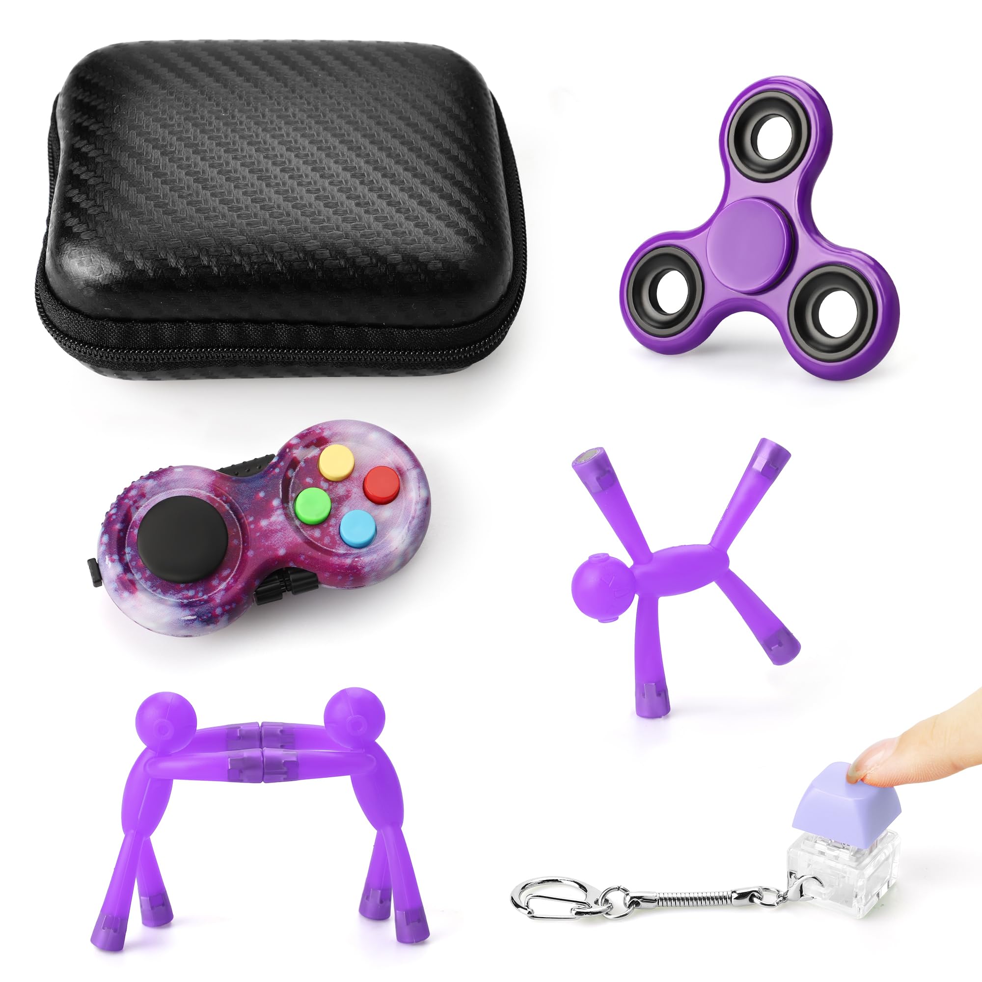 **Sensory Fidget Toys for Adults & Kids 8-12 - Stress Relief & Anxiety Relief Tools, Desk Fidgets for Focus, Stocking Stuffers & Party Favors (Purple) - Perfect for Office, School & Travel**