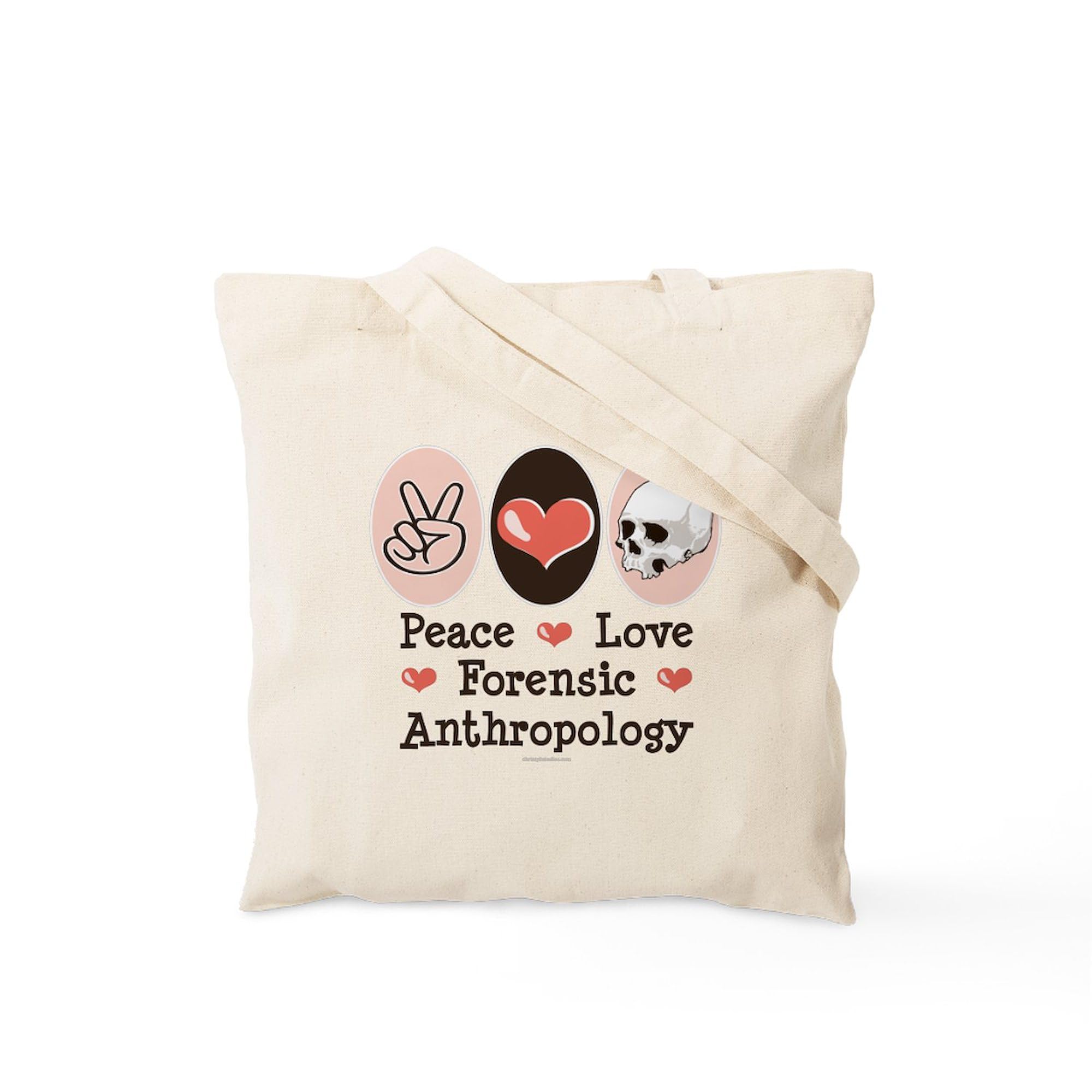 Forensic Anthropology Tote Bag - Peace Love Design | Natural Canvas Reusable Shopping Bag for Groceries, Books & Work