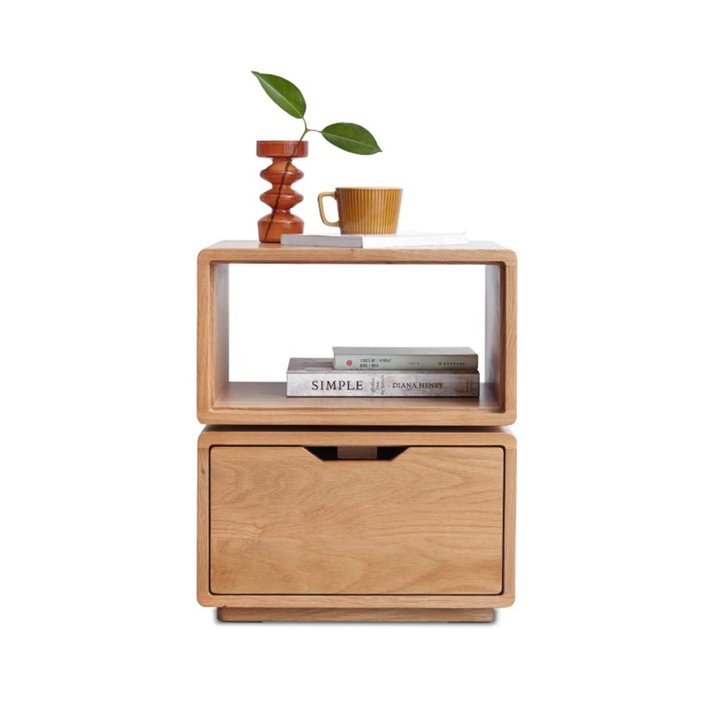 360° Rotating Wood Side Table with Storage - Modern Bedside & Sofa End Table for Bedroom & Living Room - Perfect for Reading, Snacking & Organizing Essentials